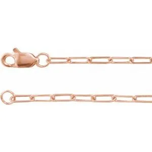 14K Rose 1.95 mm Elongated Flat Link 18" Chain