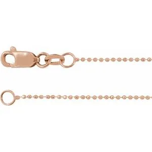 14K Rose 1mm Diamond-Cut Bead 20" Chain