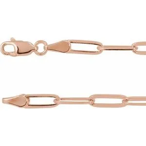 14K Rose 3.85 mm Paperclip-Style 18" Chain