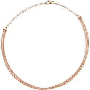 14K Rose 5-Strand Bead Chain 13-16" Choker
