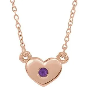 14K Rose Amethyst Heart 16" Necklace