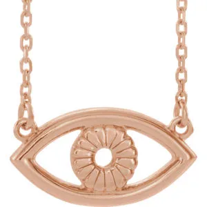 14K Rose Evil Eye 16" Necklace