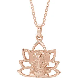 14K Rose Ganesha 16-18" Necklace