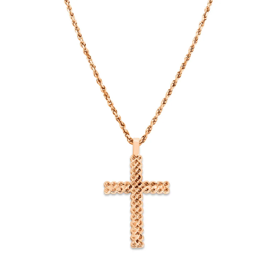 14K Rose Gold & Diamond Cross Pendant 2.50ctw