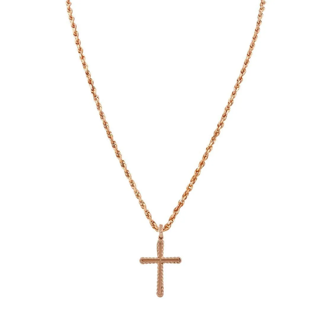 14k Rose Gold Diamond Cross Pendant 0.18 Ctw