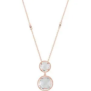 14K Rose Gold-Plated Sterling Silver Clear Quartz 17" Necklace