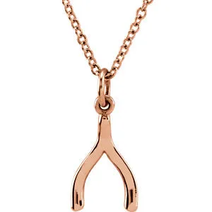14K Rose Tiny Posh® Wishbone 16-18" Necklace