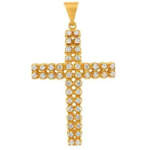 14K Solid Yellow Gold Mens Diamond Cross Pendant 1.75 Ctw