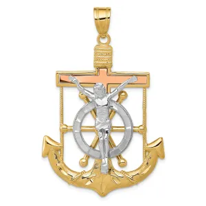 14k Tri Color Gold Mariner's Cross Pendant