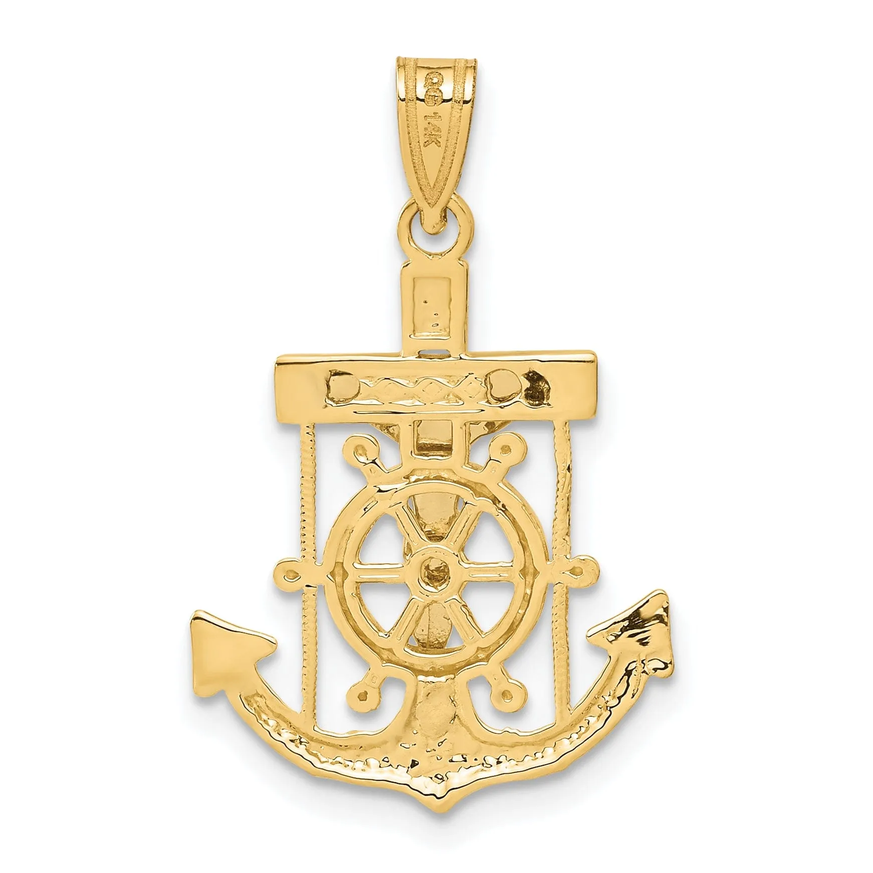 14k Two tone Gold Mariner's Cross Pendant