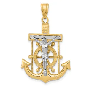 14k Two tone Gold Mariner's Cross Pendant