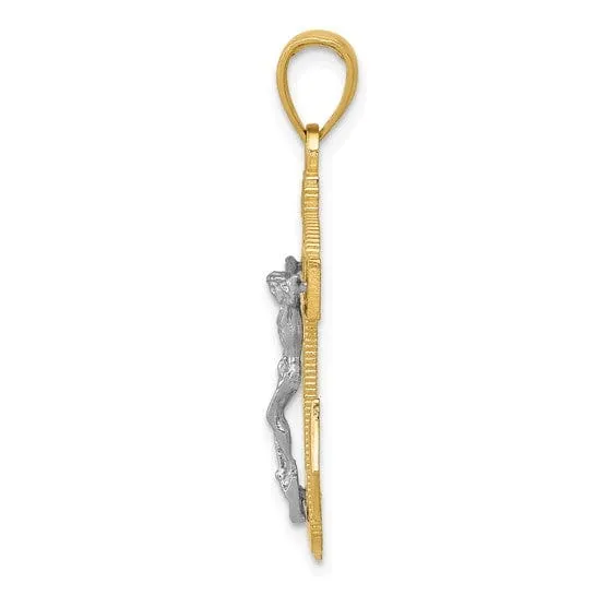 14k Two tone Gold Mariner's Crucifix Pendant