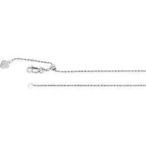 14K White 1 mm Adjustable Rope 22" Chain