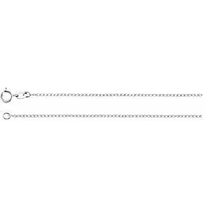 14K White 1 mm Solid Baby Curb 16" Chain