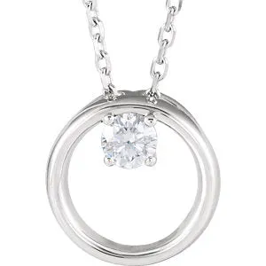 14K White 1/10 CTW Diamond Circle 16-18" Necklace