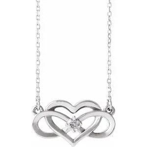 14K White 1/10 CTW Diamond Infinity-Inspired Heart 16-18" Necklace