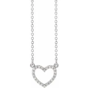 14K White 1/10 CTW Diamond Petite Heart 16" Necklace