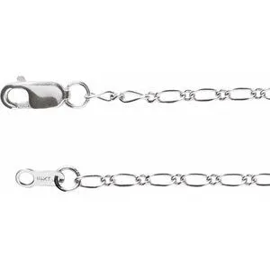14K White 1.5 mm Figaro 24" Chain