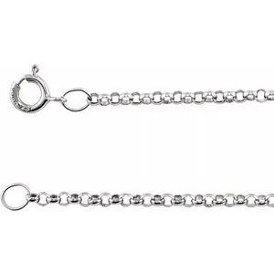 14K White 1.5 mm Solid Rolo 18" Chain