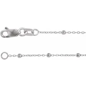 14K White 1.7 mm Cable 24" Chain with Faceted Beads