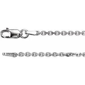 14K White 1.75 mm Solid Diamond-Cut Cable 16" Chain