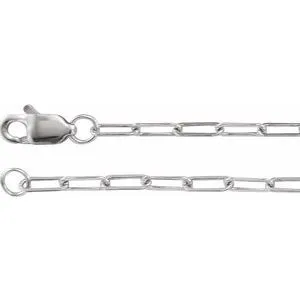 14K White 1.95 mm Elongated Flat Link 16" Chain