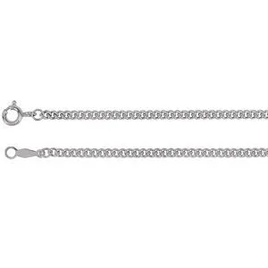14K White 2.25 mm Solid Curb Link 18" Chain