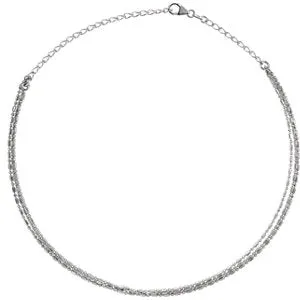 14K White 3-Strand Bead Chain 13-16" Choker
