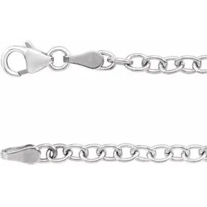 14K White 3.25 mm Oval Cable 16" Chain with Lobster Clasp