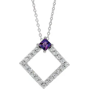 14K White Amethyst & 3/8 CTW Diamond 16-18" Necklace