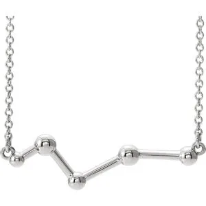 14K White Constellation Bar 16" Necklace