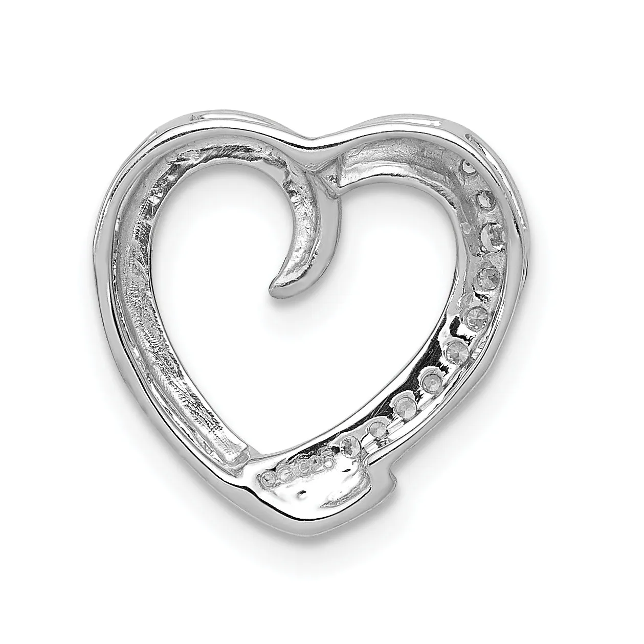 14k White Gold 1/20ct. Fancy Diamond Heart Chain Slide Pendant