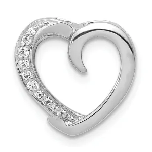 14k White Gold 1/20ct. Fancy Diamond Heart Chain Slide Pendant
