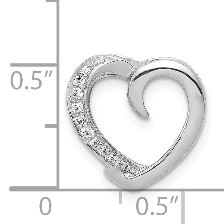 14k White Gold 1/20ct. Fancy Diamond Heart Chain Slide Pendant