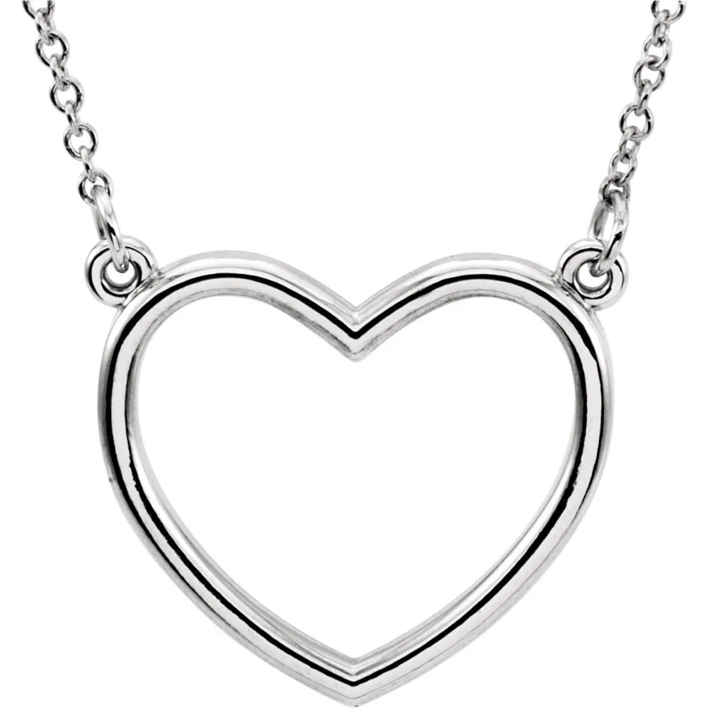 14k White Gold 15.75x17mm Heart 16" Necklace