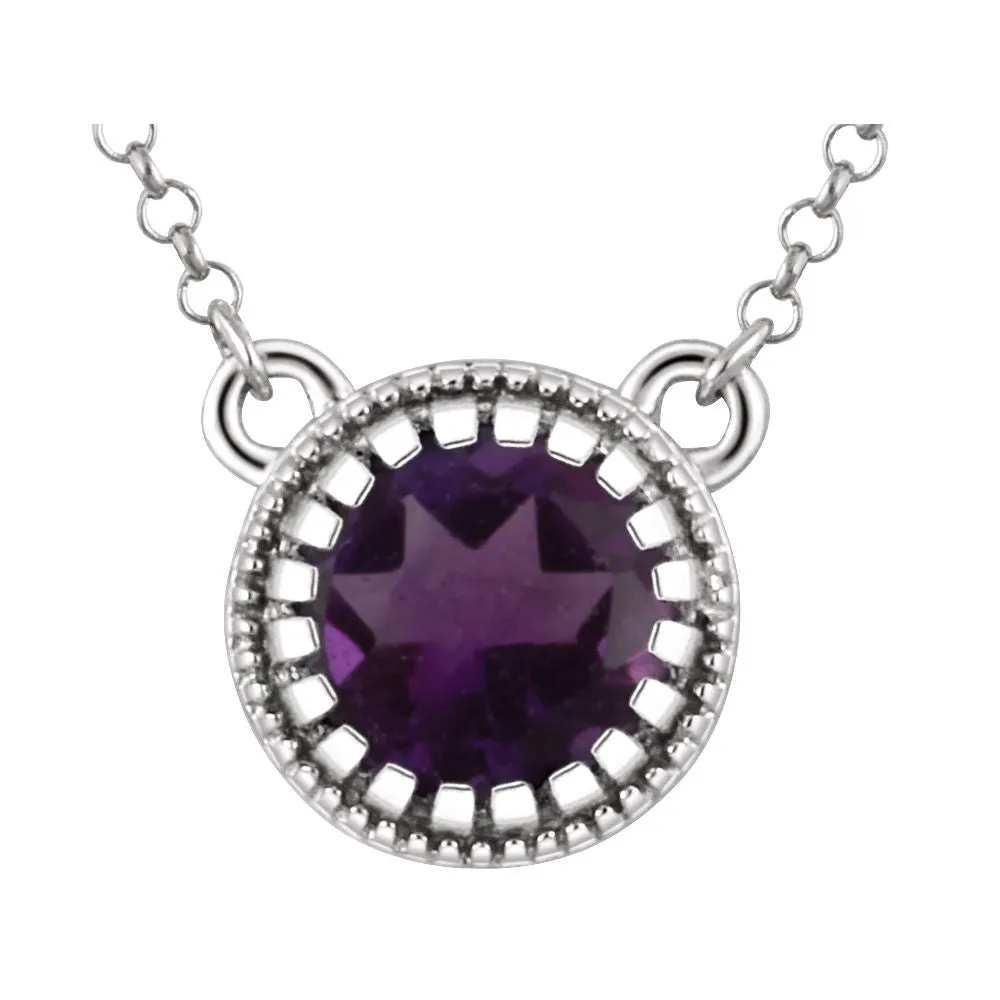 14k White Gold Amethyst "February" 18" Birthstone Necklace