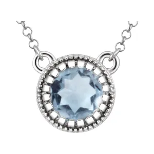 14k White Gold Aquamarine "March" 18" Birthstone Necklace