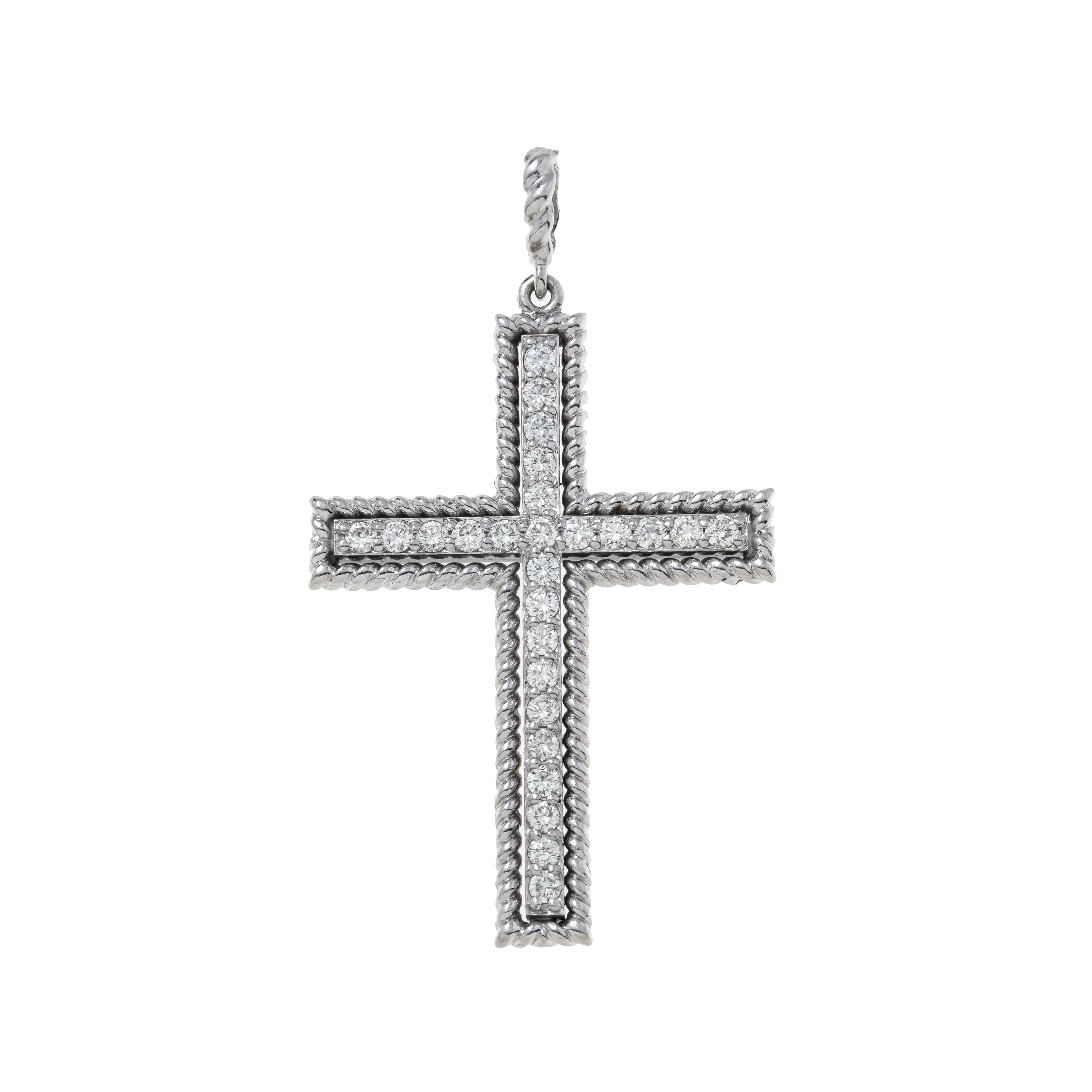 14k White Gold Diamond Cross 2.76 Ctw