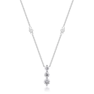 14k White Gold Diamond Drop Pendant Necklace