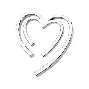 14k White Gold Double Heart Pendant