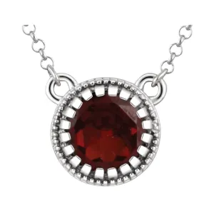 14k White Gold Garnet "January" 18" Birthstone Necklace