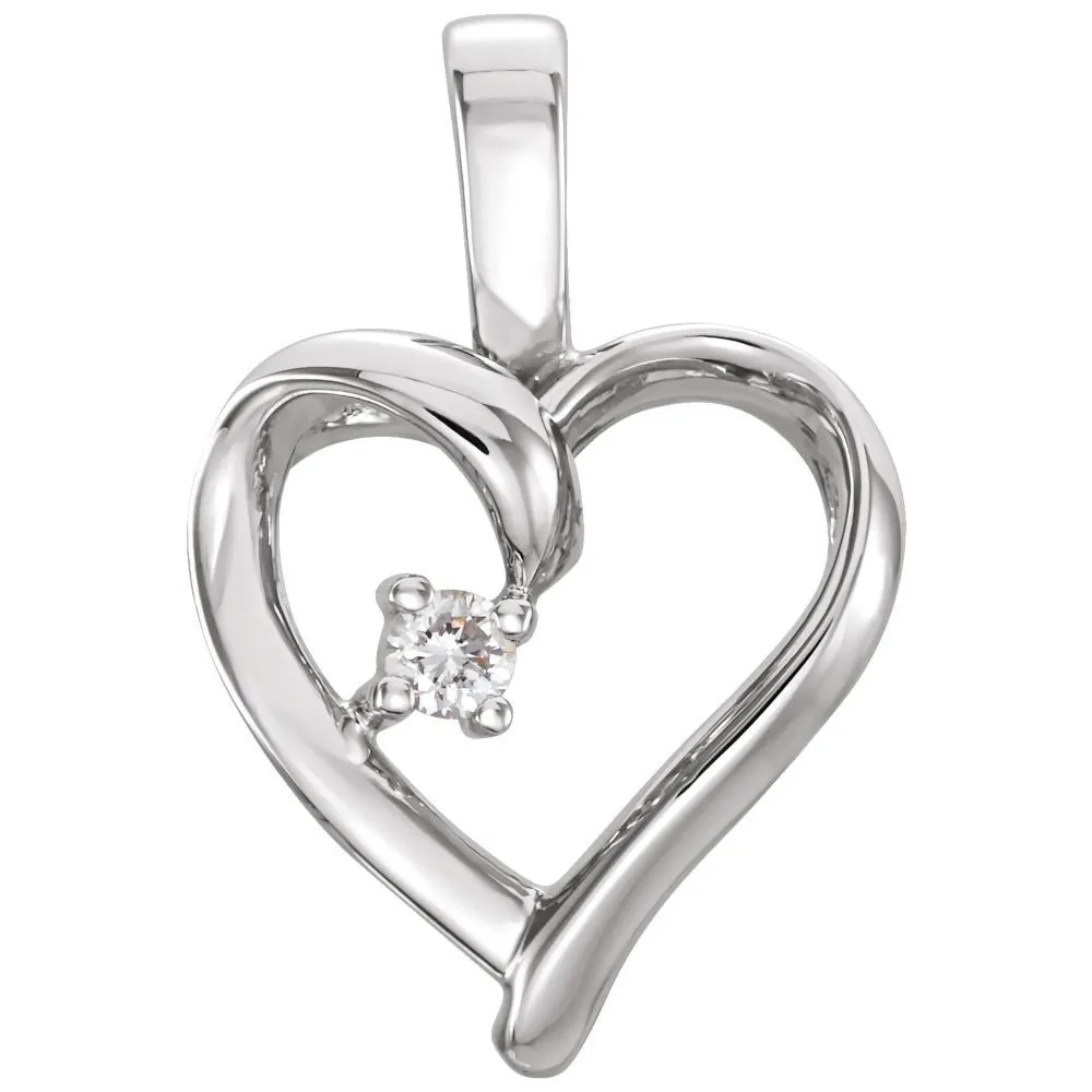 14k White Gold Heart Pendant