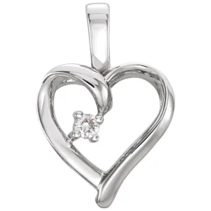 14k White Gold Heart Pendant