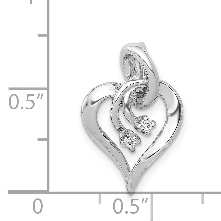 14k White Gold l1 Clarity G-I Color Diamond Fancy Heart Pendant