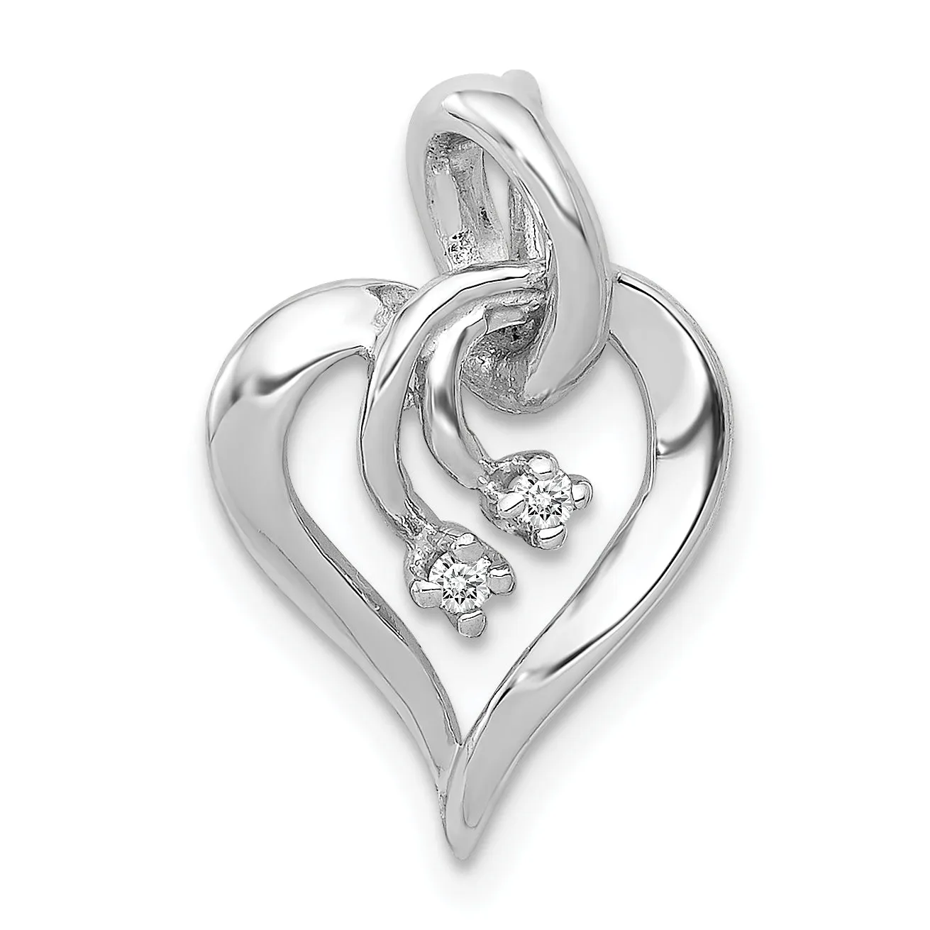 14k White Gold l1 Clarity G-I Color Diamond Fancy Heart Pendant