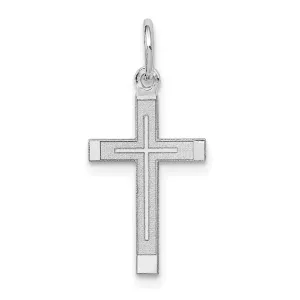 14k White Gold Laser Designed Cross Pendant