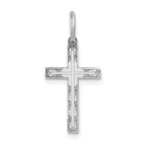 14k White Gold Laser Designed Cross Pendant