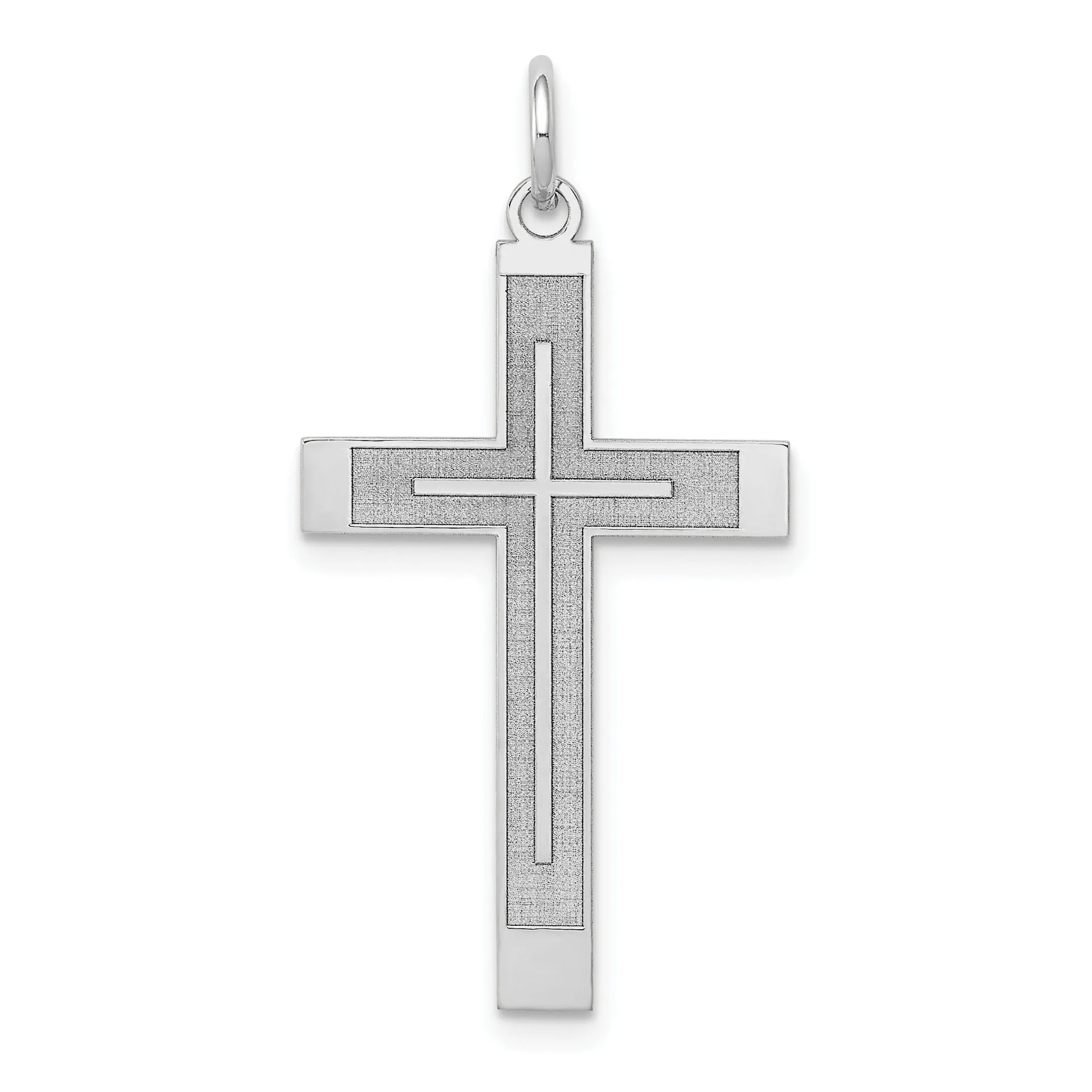 14k White Gold Laser Designed Cross Pendant