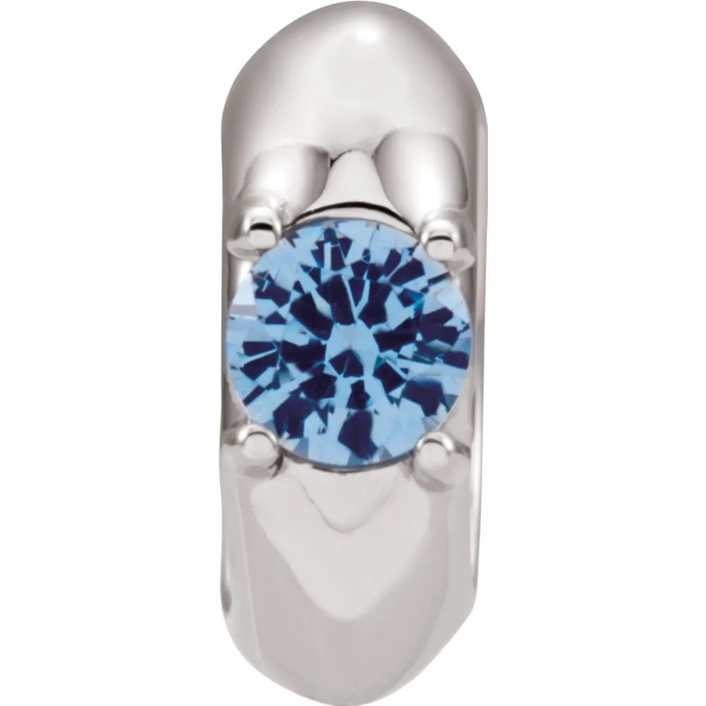 14k White Gold March Birth of a Child™ Miniature Birthstone Ring Pendant