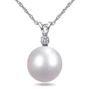 14K White Gold Pearl Pendant Necklace
